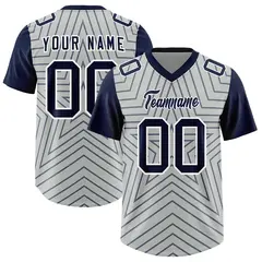 Gray Navy Star Pattern Raglan Football Jersey 1