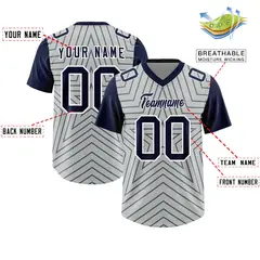 Gray Navy Star Pattern Raglan Football Jersey 2