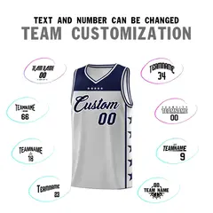 Gray Navy Star Pattern Sports Basketball Jersey 4