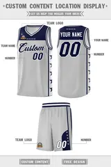 Gray Navy Star Pattern Sports Basketball Jersey 5