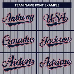 Gray Navy Stripe Full Button Authentic Baseball Jersey 3