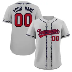 Gray Navy Thorns Ribbed Authentic Classic Baseball Jersey 1