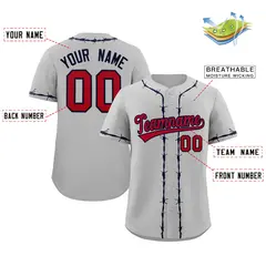 Gray Navy Thorns Ribbed Authentic Classic Baseball Jersey 2