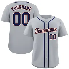 Gray Navy-White Authentic Classic Baseball Jersey 1