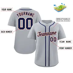 Gray Navy-White Authentic Classic Baseball Jersey 2