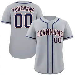 Gray Navy-White Authentic Classic Baseball Jersey 1