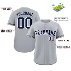 Gray Navy-White Authentic Classic Baseball Jersey 2