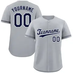 Gray Navy-White Authentic Classic Baseball Jersey 1