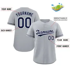 Gray Navy-White Authentic Classic Baseball Jersey 2