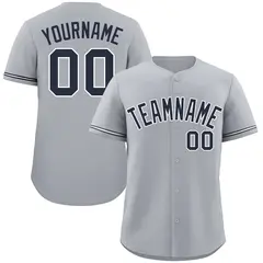 Gray Navy-White Authentic Classic Baseball Jersey 1