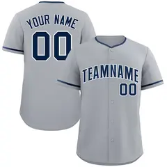 Gray Navy-White Authentic Classic Baseball Jersey 1