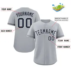 Gray Navy-White Authentic Classic Baseball Jersey 2