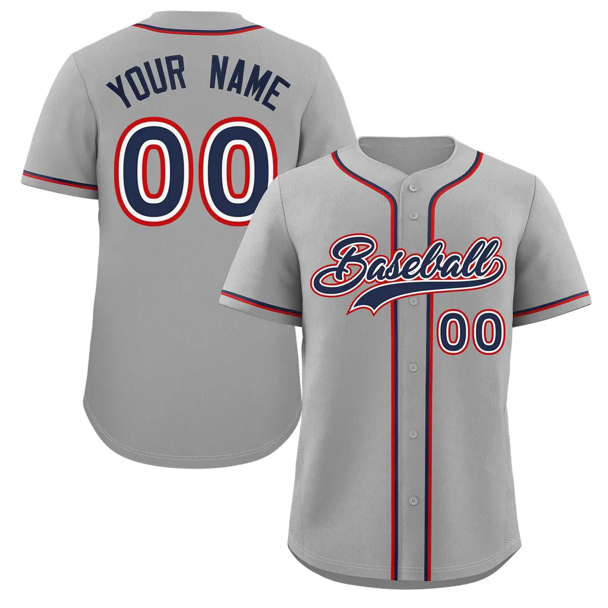 Gray Navy-White Authentic Classic Baseball Jersey
