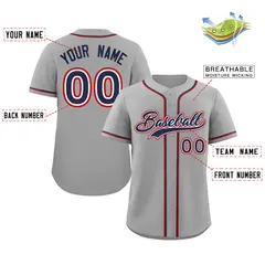 Gray Navy-White Authentic Classic Baseball Jersey 2