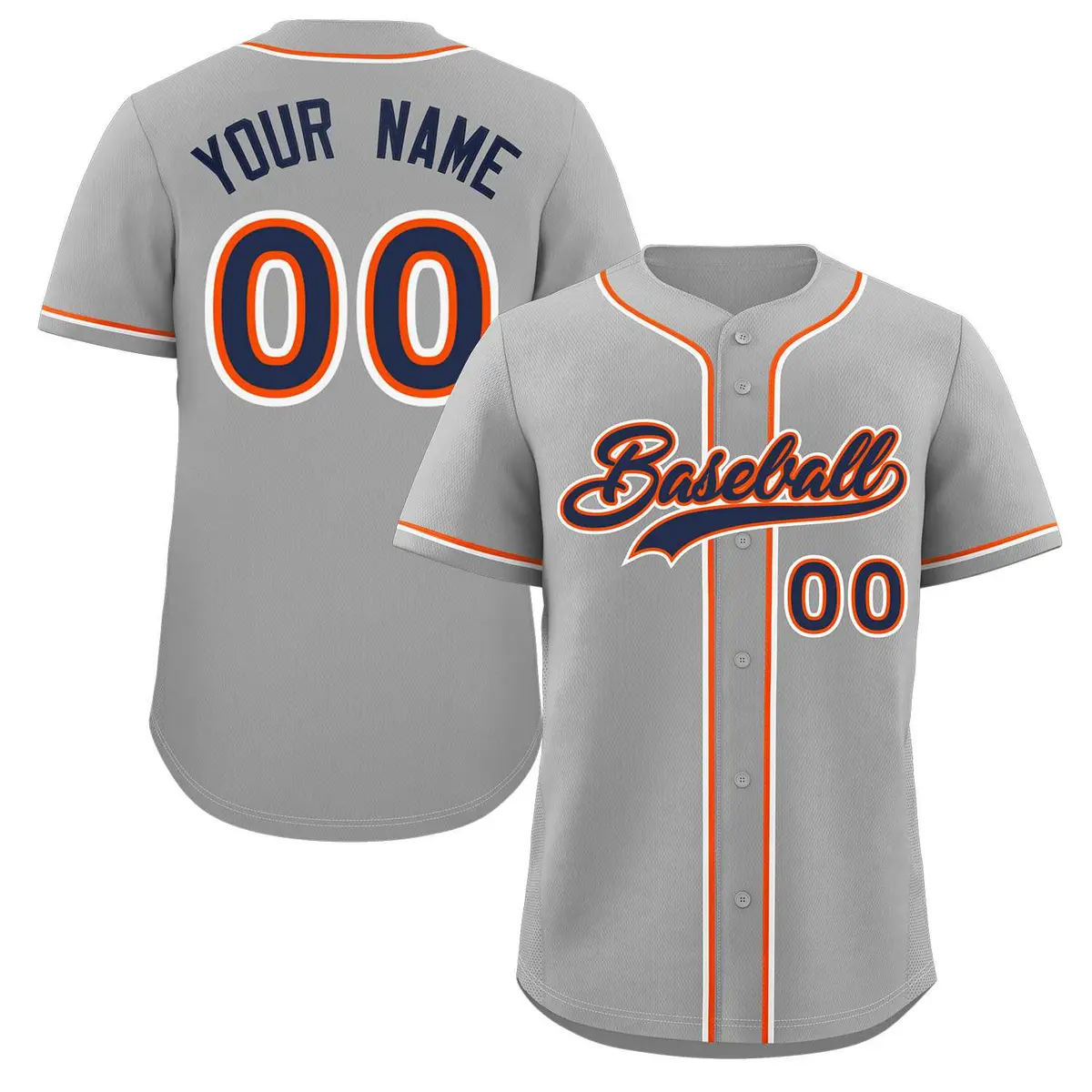 Gray Navy-White Authentic Classic Baseball Jersey