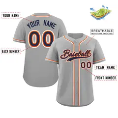 Gray Navy-White Authentic Classic Baseball Jersey 2