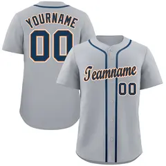 Gray Navy-White Authentic Classic Baseball Jersey 1