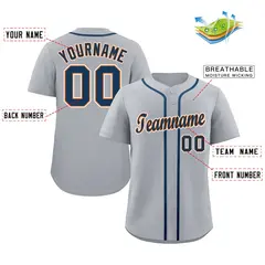 Gray Navy-White Authentic Classic Baseball Jersey 2