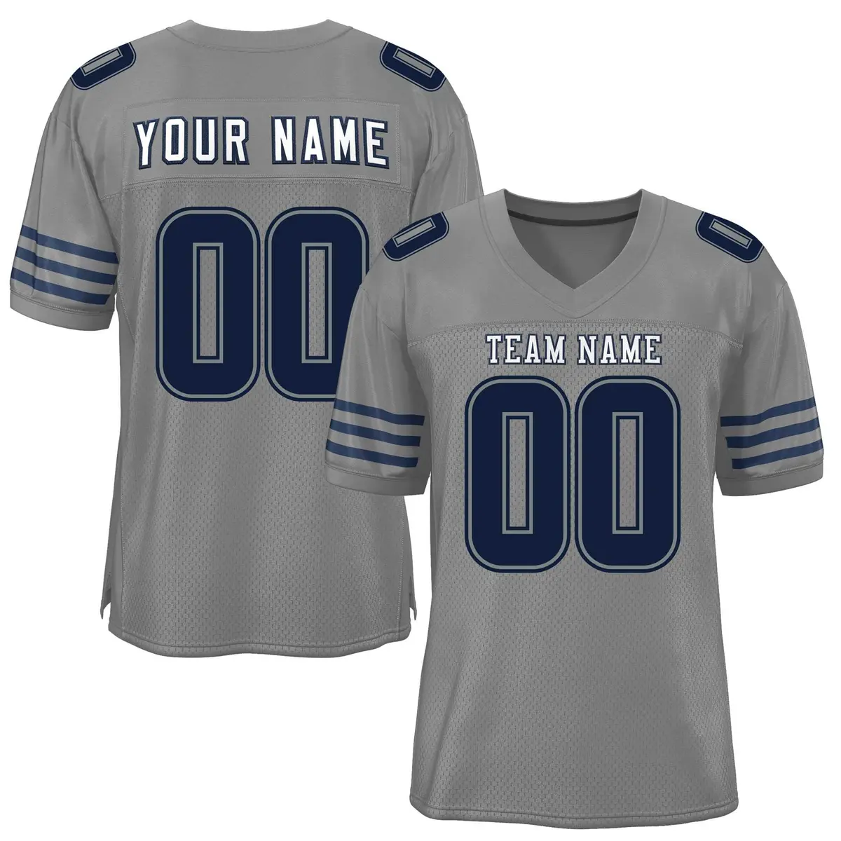 Gray Navy-White Classic Mesh Authentic Football Jersey