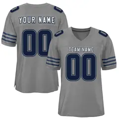 Gray Navy-White Classic Mesh Authentic Football Jersey 1