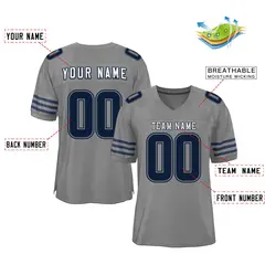 Gray Navy-White Classic Mesh Authentic Football Jersey 2