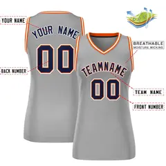 Gray Navy-White Classic Mesh Basketball Jersey for Women 2