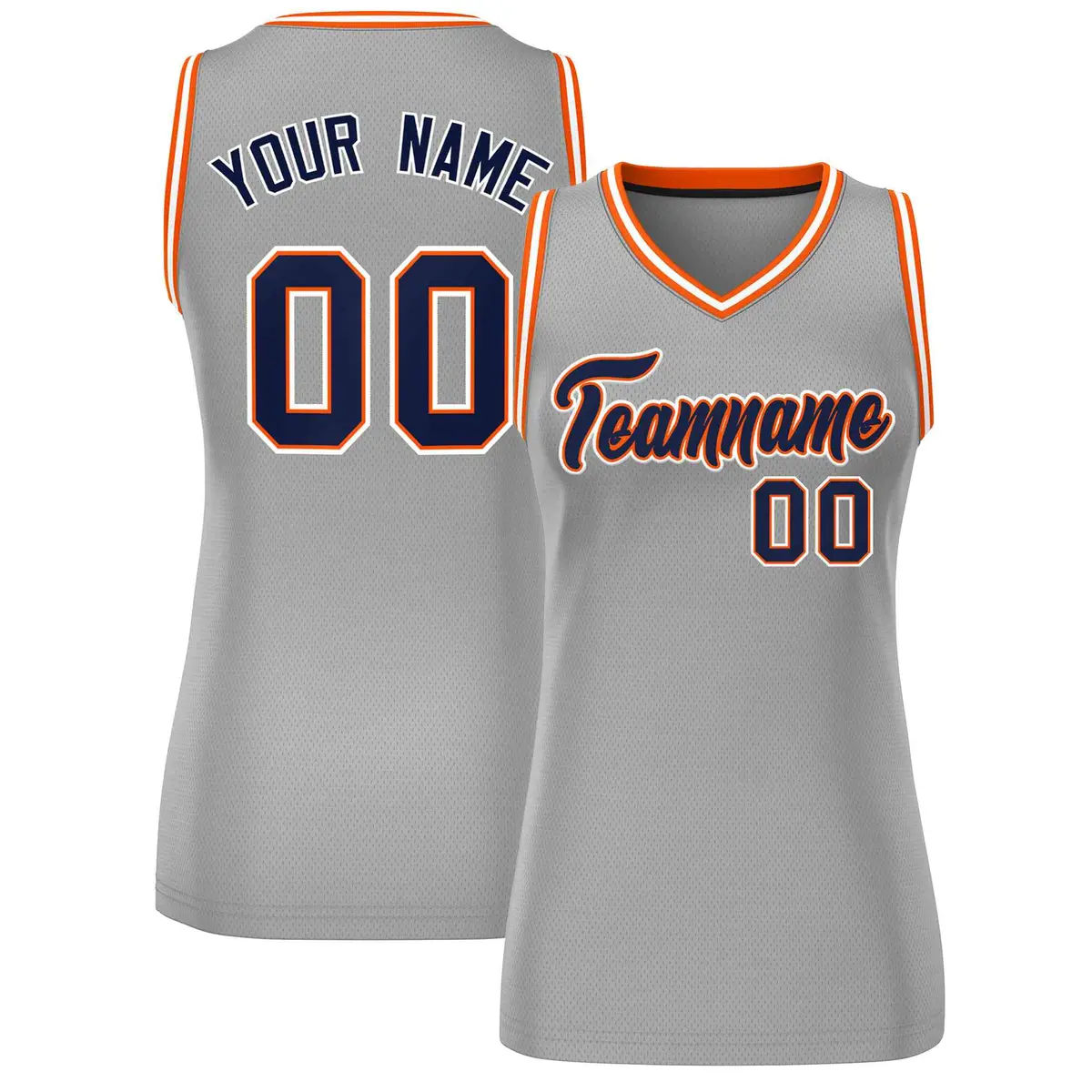 Gray Navy-White Classic Mesh Basketball Jersey for Women