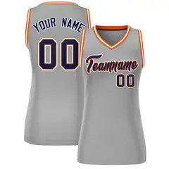 Gray Navy-White Classic Mesh Basketball Jersey for Women