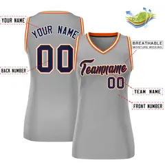 Gray Navy-White Classic Mesh Basketball Jersey for Women 2