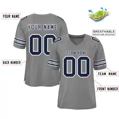 Gray Navy-White Classic Style Authentic Football Jersey 2