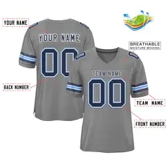 Gray Navy-White Classic Style Authentic Football Jersey 2