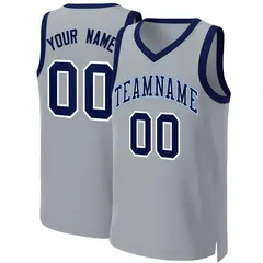 Gray Navy-White Classic Team Basketball Jersey 1