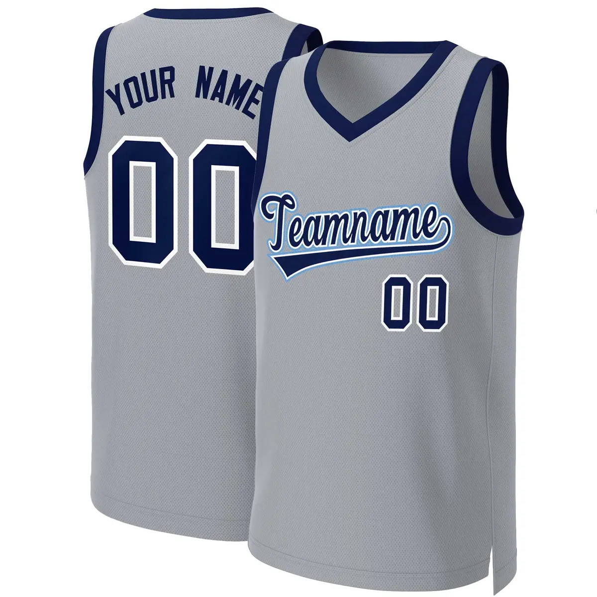 Gray Navy-White Classic Team Basketball Jersey