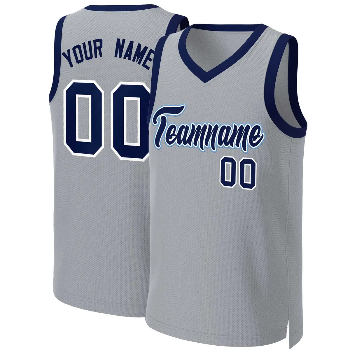 Gray Navy-White Classic Team Basketball Jersey
