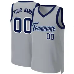 Gray Navy-White Classic Team Basketball Jersey