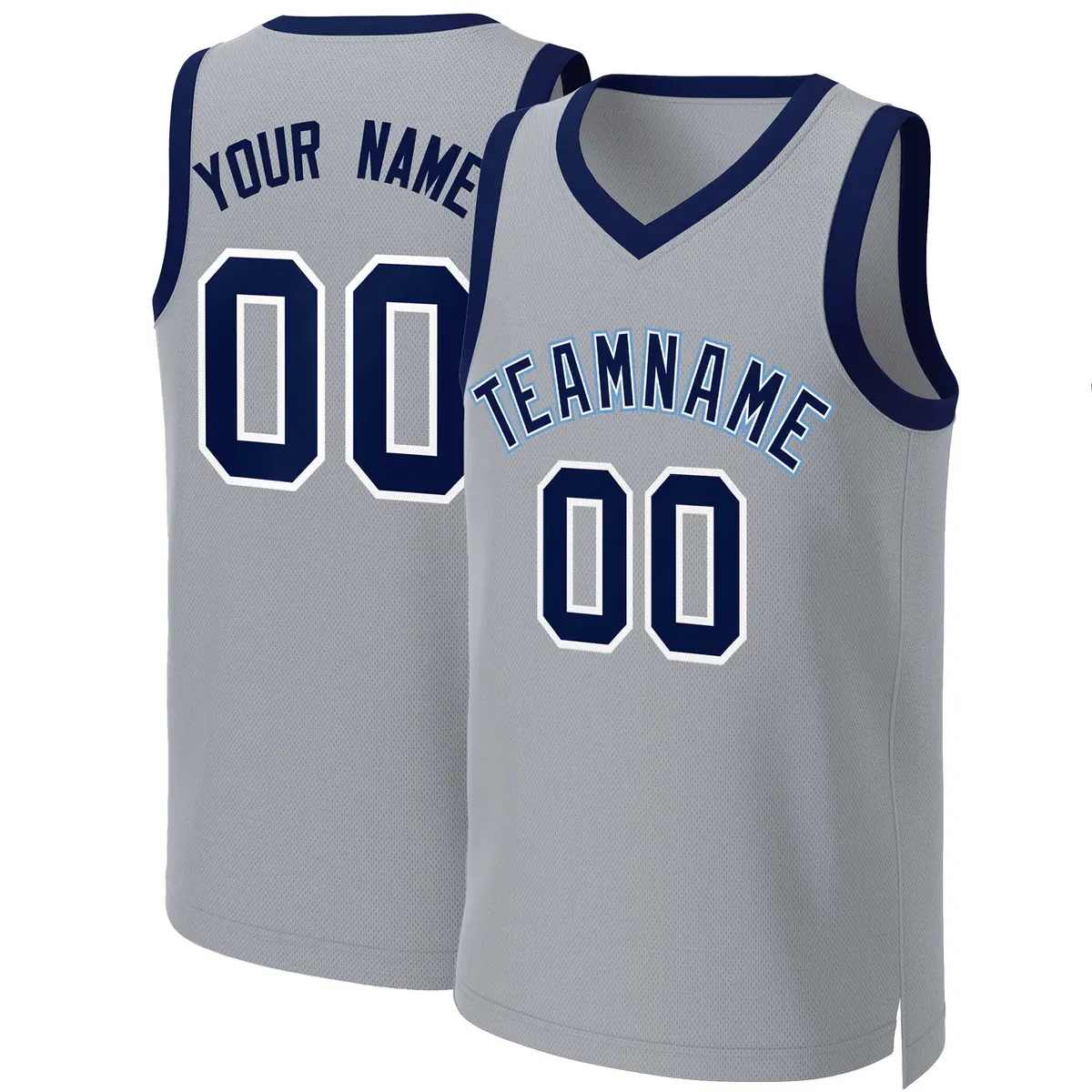 Gray Navy-White Classic Team Basketball Jersey