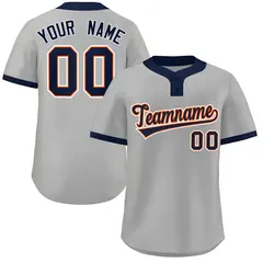 Gray Navy-White Classic Two-Button Softball Jersey 1