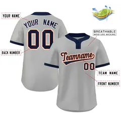 Gray Navy-White Classic Two-Button Softball Jersey 2