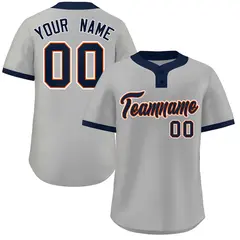 Gray Navy-White Classic Two-Button Softball Jersey 1