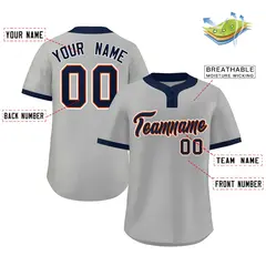 Gray Navy-White Classic Two-Button Softball Jersey 2