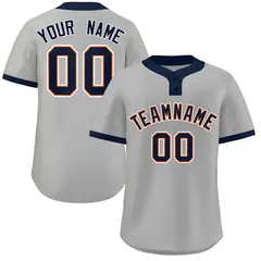 Gray Navy-White Classic Two-Button Softball Jersey 1