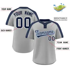 Gray Navy-White Classic Two-Button Softball Jersey 2