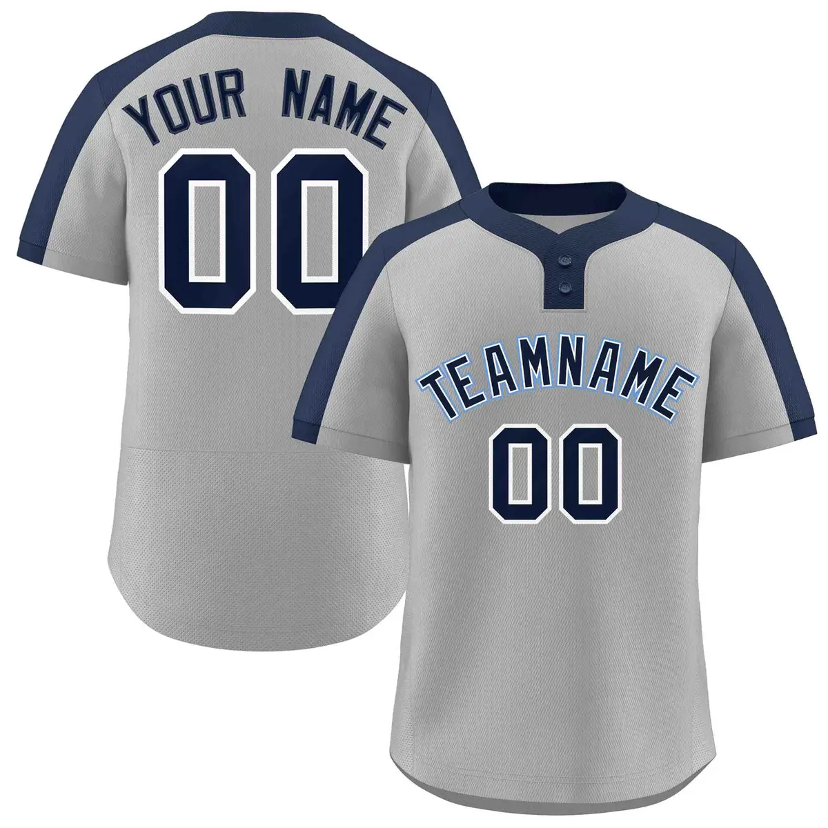 Gray Navy-White Classic Two-Button Softball Jersey