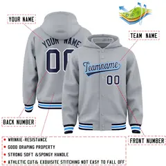 Gray Navy-White Classic Varsity Letterman Jacket Hoodie 4
