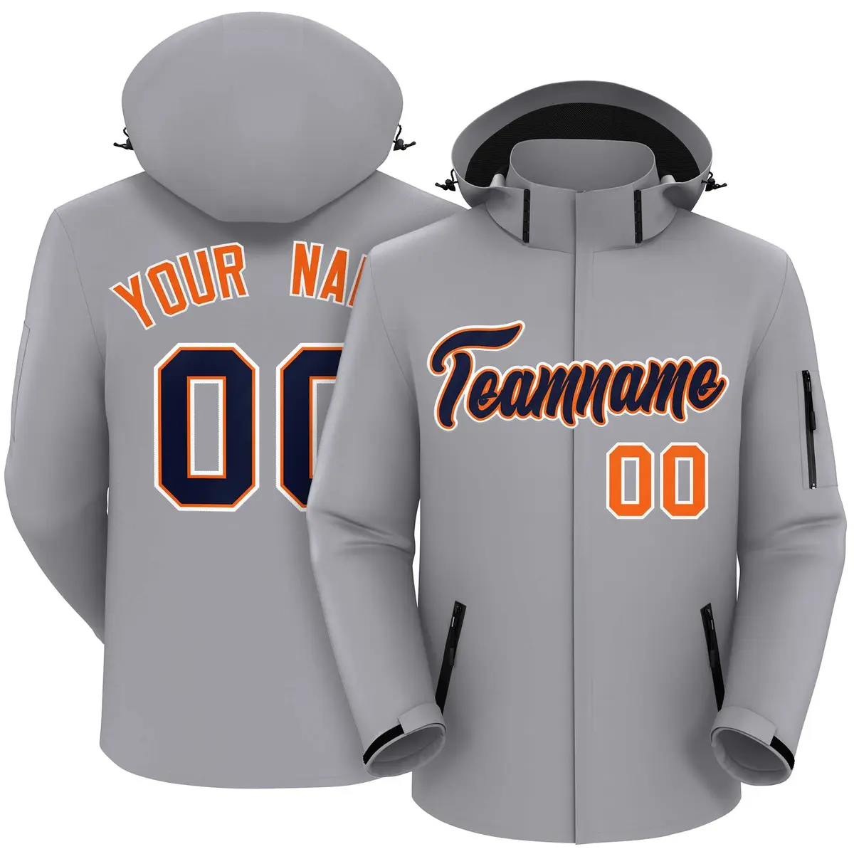 Gray Navy-White Classic Waterproof Jacket