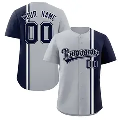 Gray Navy-White Color Block Authentic Baseball Jersey