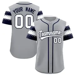 Gray Navy White Flag Lace Sleeve Baseball Jersey