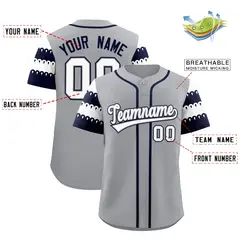 Gray Navy White Flag Lace Sleeve Baseball Jersey 2