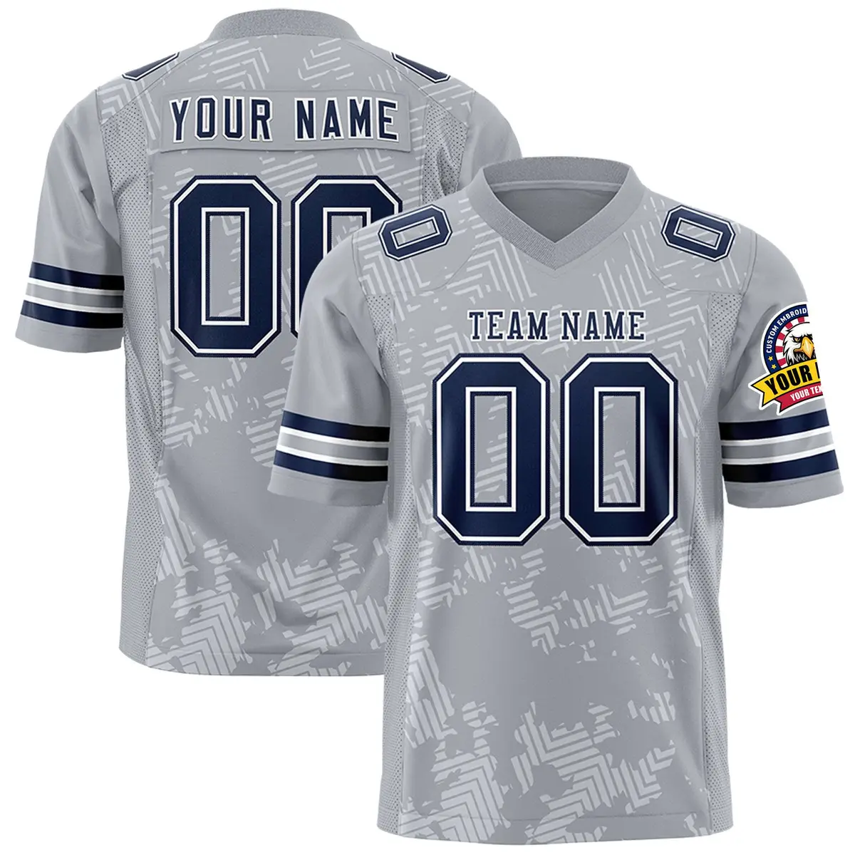 Gray Navy-White Graffiti Line Authentic Football Jersey