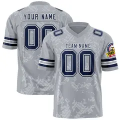 Gray Navy-White Graffiti Line Authentic Football Jersey 1